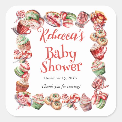 A Sweet Little Baby Candy Frame Baby Shower Square Sticker