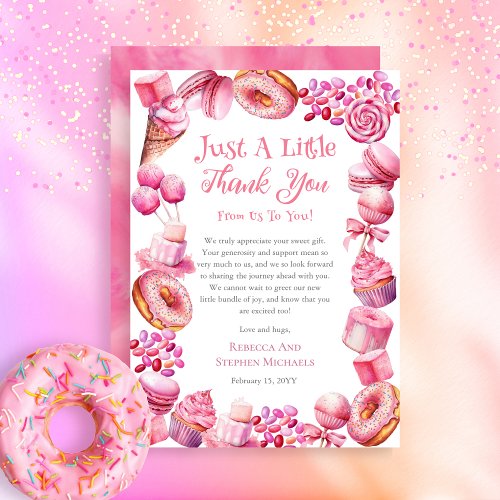 A Sweet Little Baby Candy Frame Girl Baby Shower Thank You Card