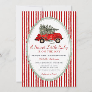 A Sweet Little Baby Is on the Way Rustic Red Invitation