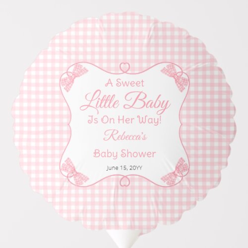 A Sweet Little Baby Pink Bows Girl Baby Shower Balloon
