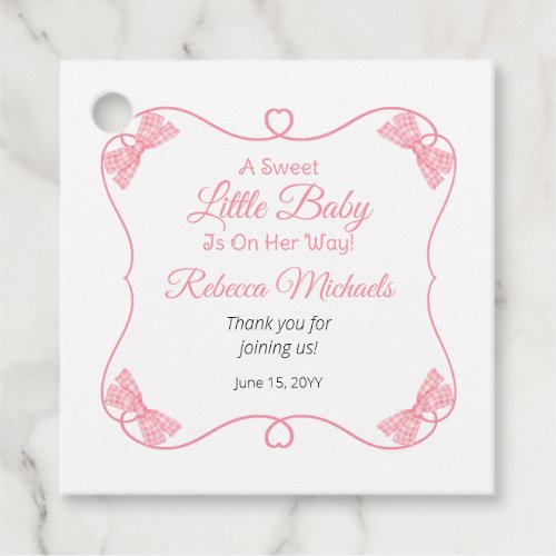 A Sweet Little Baby Pink Bows Girl Baby Shower Favor Tags