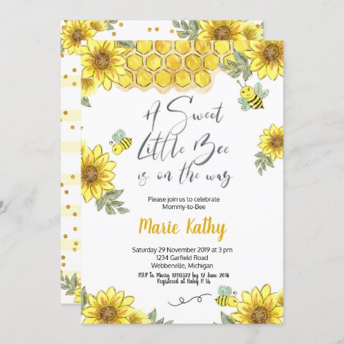 A Sweet Little Bee Baby Shower invitation