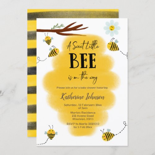 A sweet little bee is on the way baby shower invitation