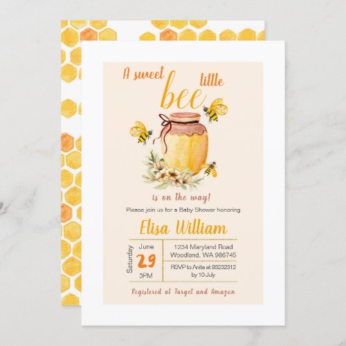 A sweet little bee is on the way invitation