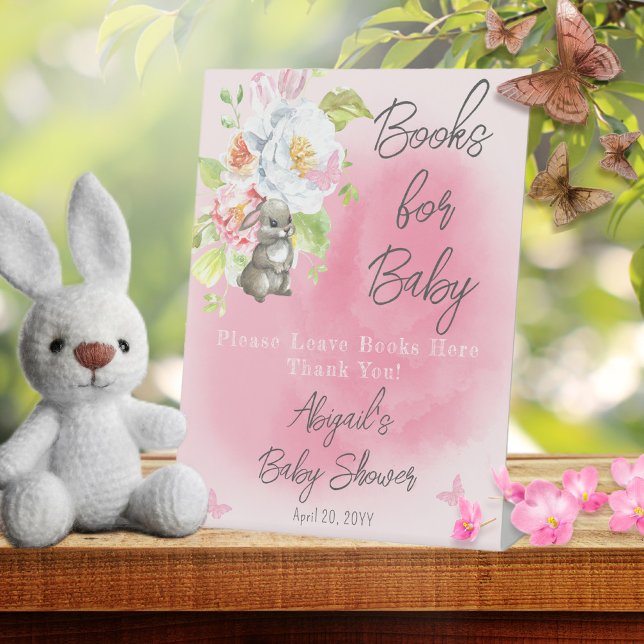 A Sweet Little Bunny Baby Shower Books for Baby Pedestal Sign (Creator Uploaded)
