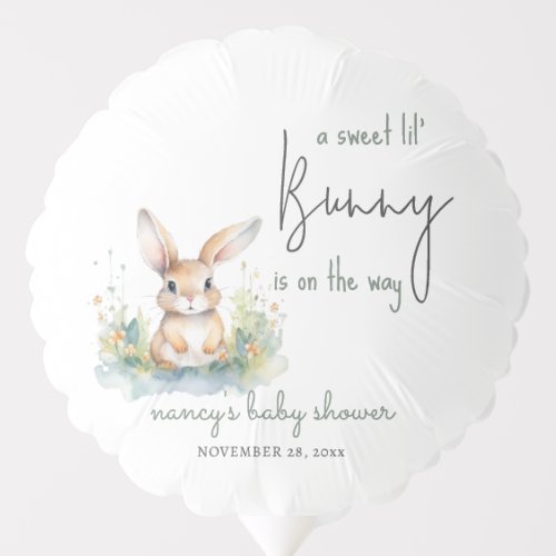 A Sweet Little Bunny Floral Baby Shower Balloon