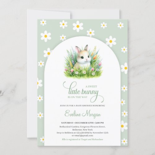 A sweet little bunny gender neutral spring  invitation