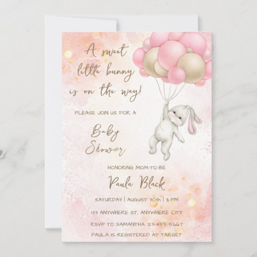 A Sweet Little Bunny Is On The Way Baby Shower Inv Invitation