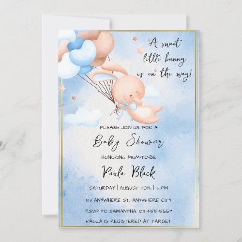 A Sweet Little Bunny Is On The Way Baby Shower Invitation