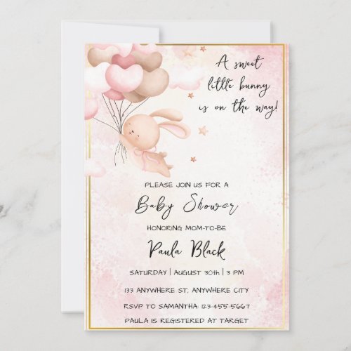 A Sweet Little Bunny Is On The Way Baby Shower Invitation