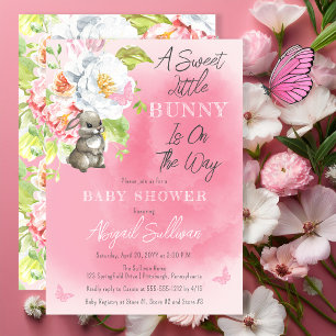 A Sweet Little Bunny Is On The Way Baby Shower Invitation