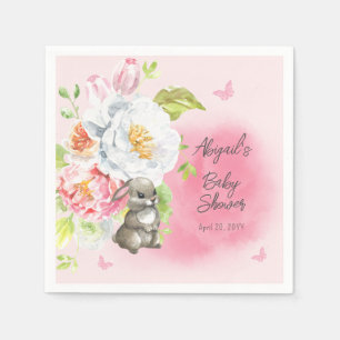 A Sweet Little Bunny Pink Girl Baby Shower Napkins