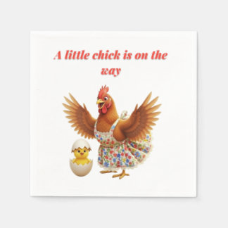 A Sweet Little chick is On The Way baby shower Napkins