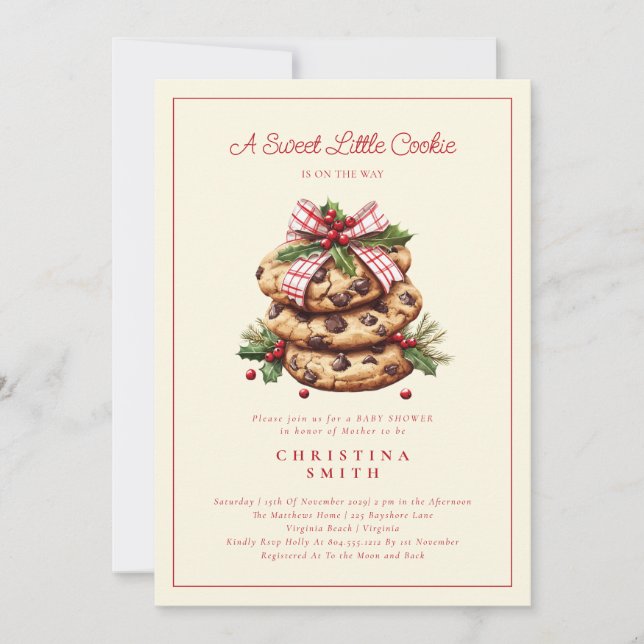A Sweet Little Cookie Christmas Baby Shower  Invitation (Front)