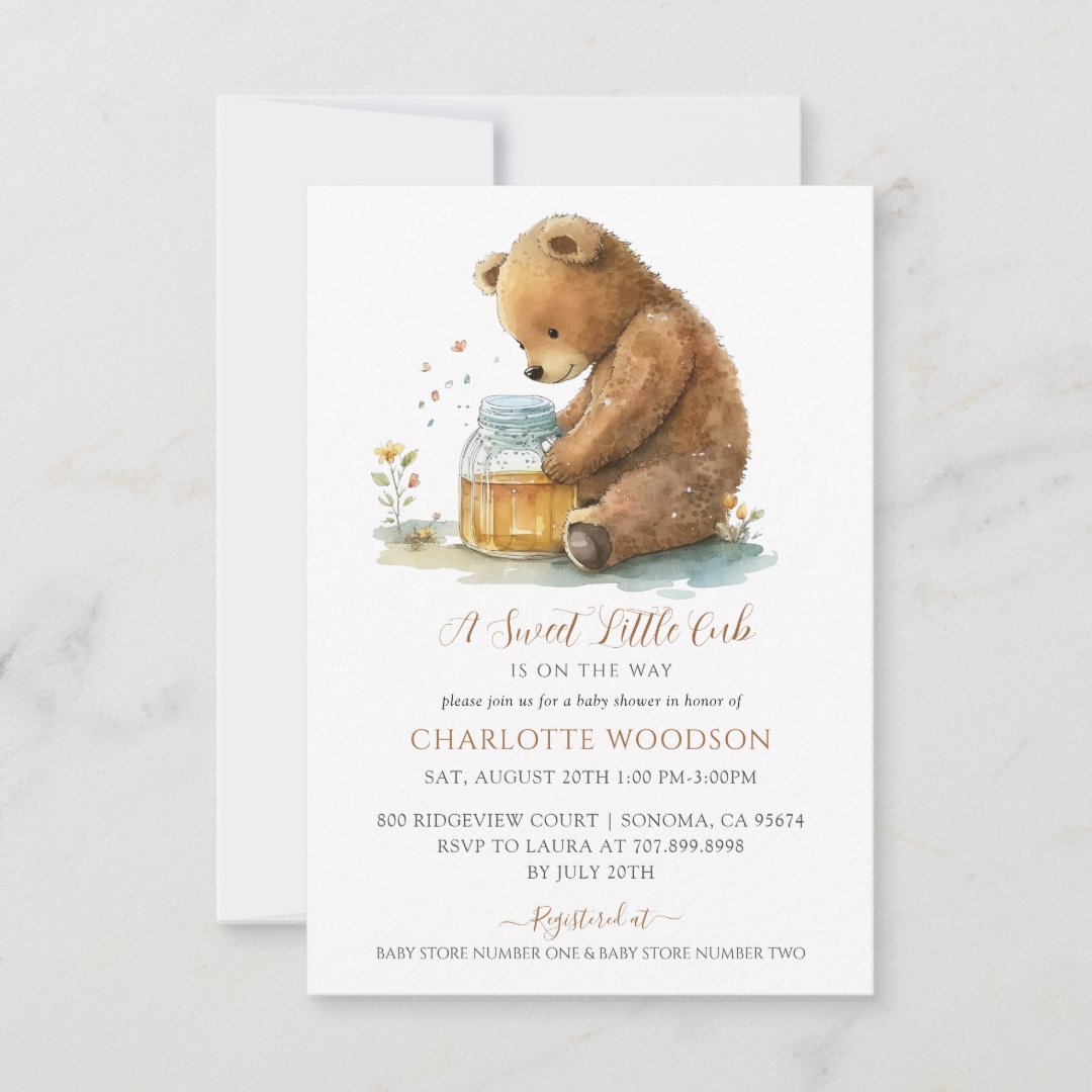 A Sweet Little Cub Teddy Bear Baby Shower                    Invitation