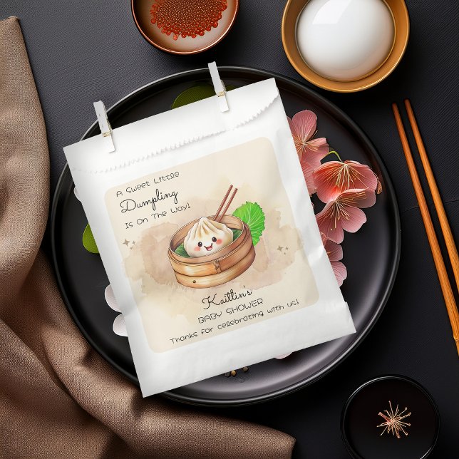 A Sweet Little Dumpling Kwai Theme Baby Shower Favor Bag ("A Sweet Little Dumpling Is On The Way!" Kwai Steamed Dumpling Baby Shower Favor Bags)