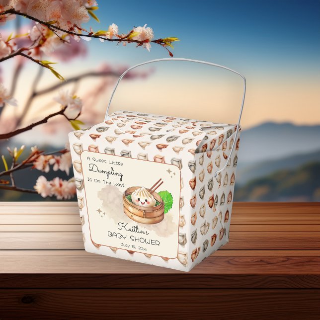 A Sweet Little Dumpling Kwai Theme Baby Shower  Favor Boxes ("A Sweet Little Dumpling Is On The Way!" Kwai Steamed Dumpling Baby Shower Take Out Favor Boxes)