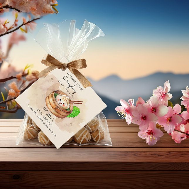 A Sweet Little Dumpling Kwai Theme Baby Shower Favor Tags (A Sweet Little Dumpling Kwai Theme Baby Shower Square Favor Tags)