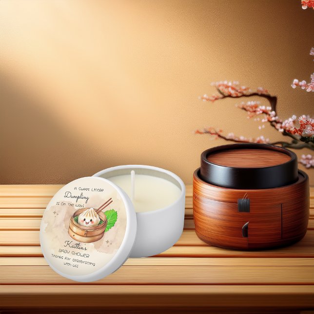 A Sweet Little Dumpling Kwai Theme Baby Shower Mini Candle Favors ("A Sweet Little Dumpling Is On The Way!" Kwai Steamed Dumpling Baby Shower Favor Candles)