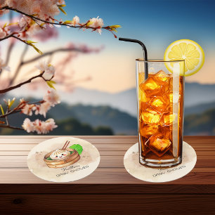 A Sweet Little Dumpling Kwai Theme Baby Shower Round Paper Coaster