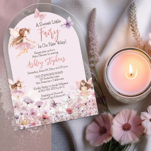 A Sweet Little Fairy Wildflowers Girl Baby Shower Acrylic Invitations