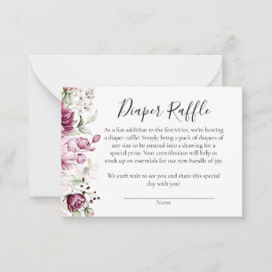 A Sweet Little Girl Baby Shower Diaper Raffle Card