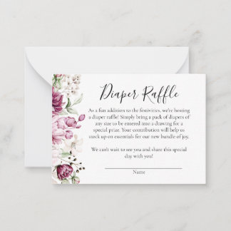 A Sweet Little Girl Baby Shower Diaper Raffle Card