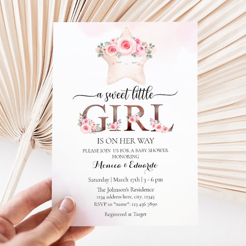 A Sweet Little Girl Baby Shower Invitation