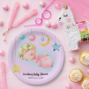 A sweet little girl Baby Shower Paper Plates