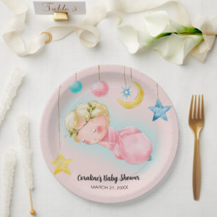 A sweet little girl Baby Shower Paper Plates