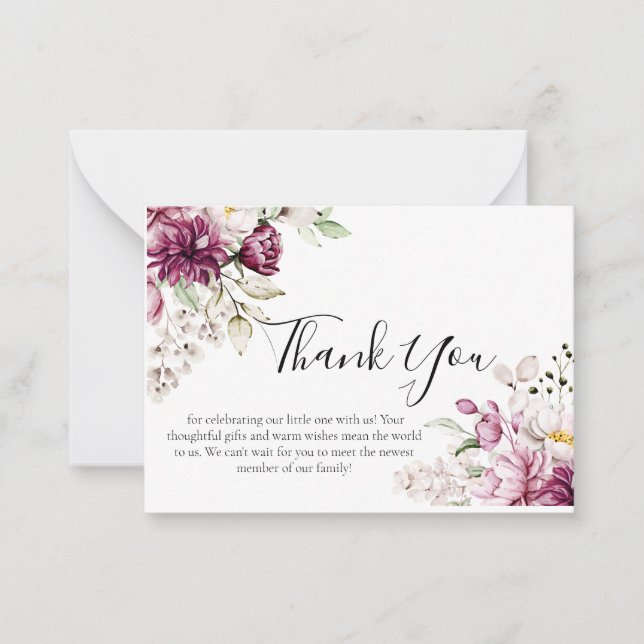 A Sweet Little Girl Baby Shower Thank You Card (Front)