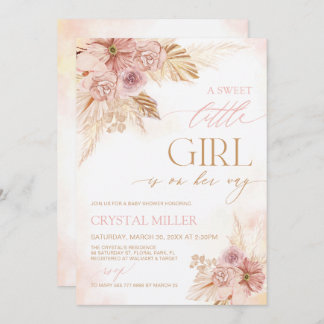 A Sweet Little Girl Boho Floral Baby Shower Invite