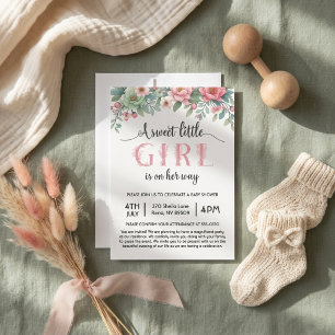 A Sweet Little Girl is On Her Way Baby Shower Invitation