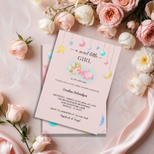 A sweet little girl pink Baby Shower Invitation