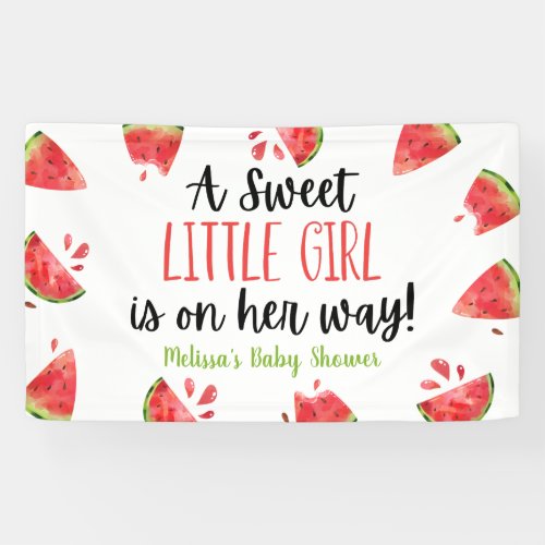 A Sweet Little Girl Watermelon Baby Shower Banner