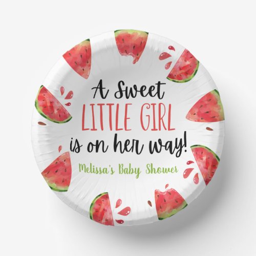 A Sweet Little Girl Watermelon Baby Shower Paper Bowls