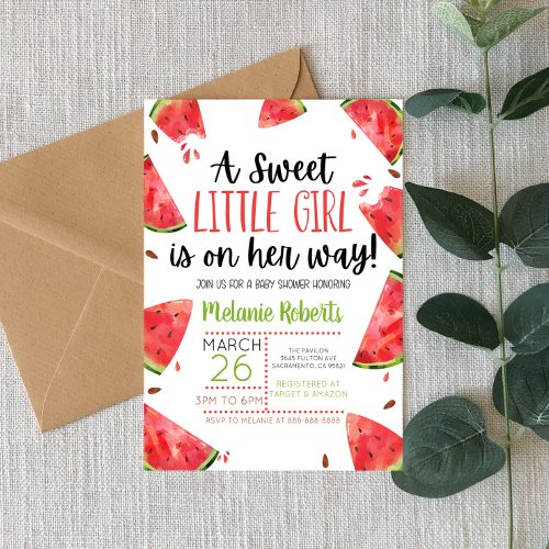 A Sweet Little Girl Watermelon Themed Invitation 