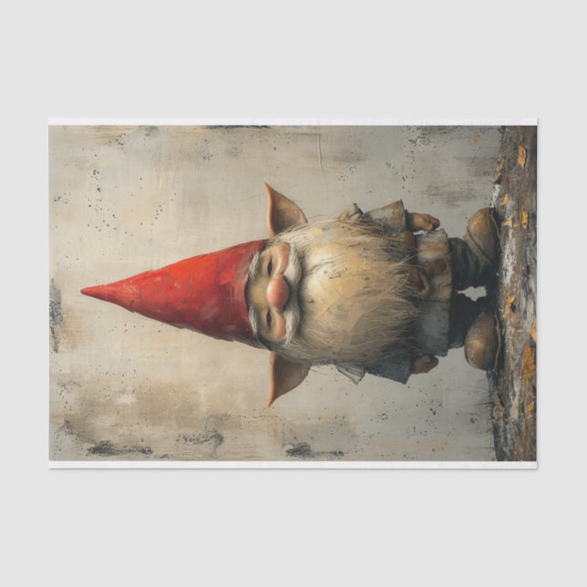 A Sweet Little Gnome in a Distressed Style Tissue Paper (Front)