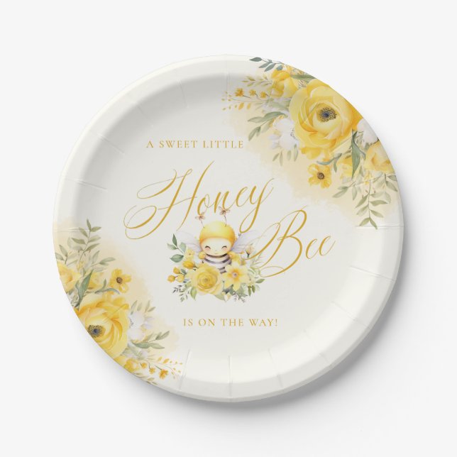 A Sweet Little Honey Bee Baby Shower Paper Plates (Front)