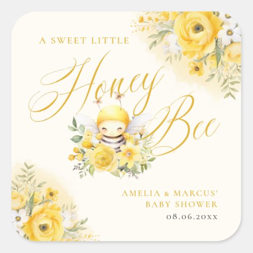 A Sweet Little Honey Bee Baby Shower Square Sticker