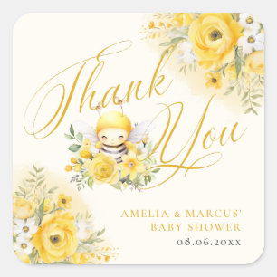 A Sweet Little Honey Bee Baby Shower Thank You Square Sticker