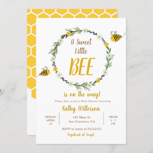 A Sweet little Honey Bee is on the way Baby Shower Invitation