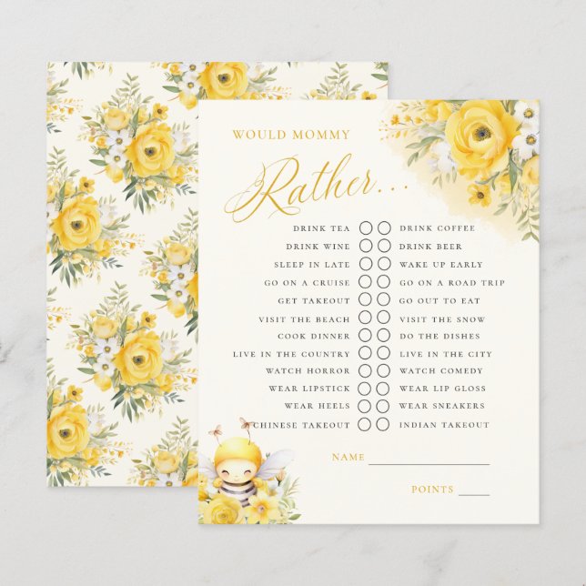 A Sweet Little Honey Bee Would Mommy Rather Game (Front/Back)