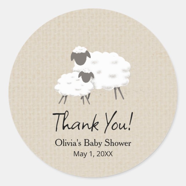 A Sweet Little Lamb Baby Shower Favor Sticker (Front)