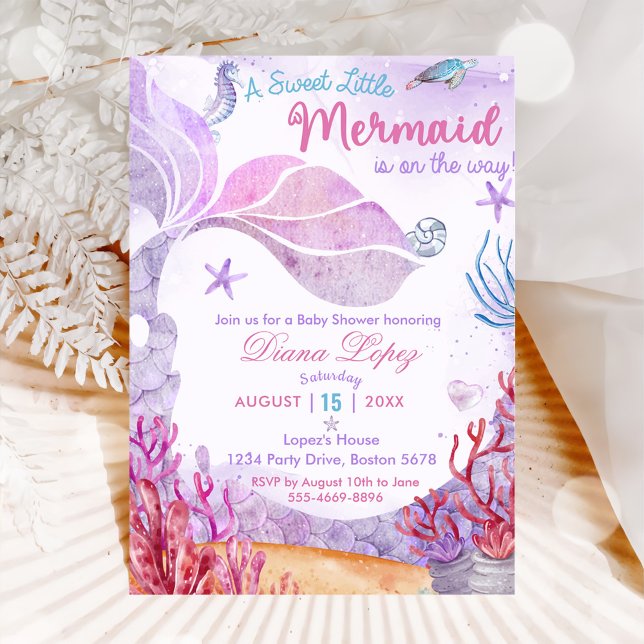 A Sweet Little Mermaid Baby Shower Party  Invitation (Creator Uploaded)