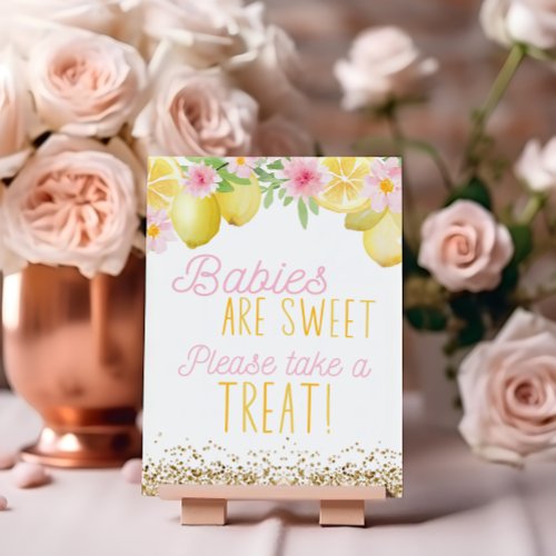 A Sweet Little One Lemon Baby Shower Favors Sign