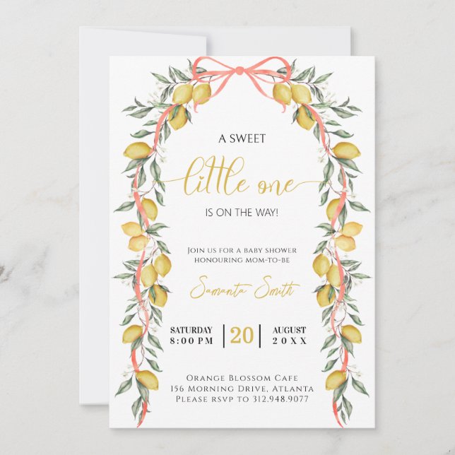 A sweet little one lemon Baby Shower Invitation (Front)
