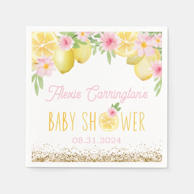A Sweet Little One Lemon Baby Shower Napkins (Front)