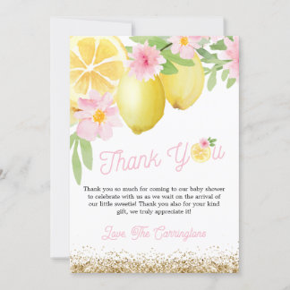 A Sweet Little One Lemon Baby Shower Thank You Card