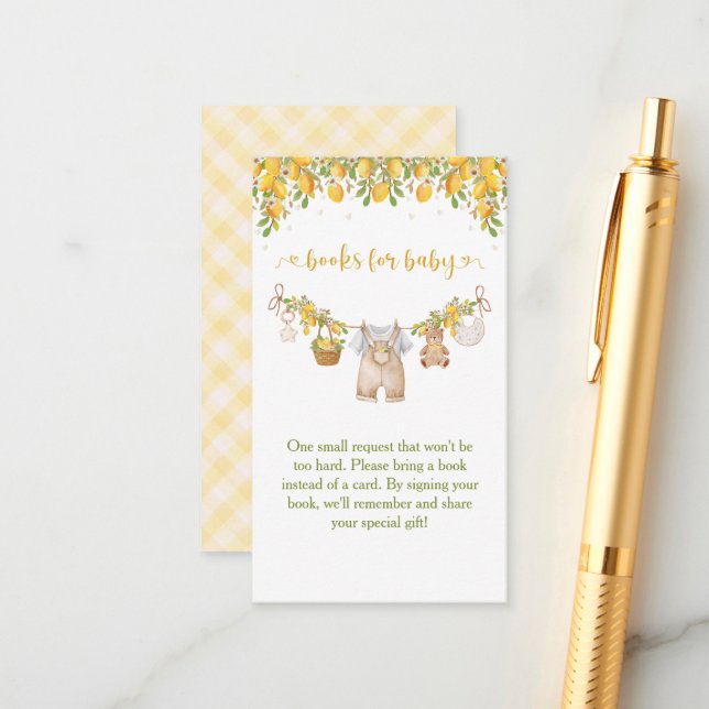 A Sweet Little One Lemon Citrus Baby Shower Enclosure Card (Front/Back In Situ)